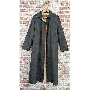 Women's Black London Fog Trench Coat Sherpa lined Single Breasted Capsule 8